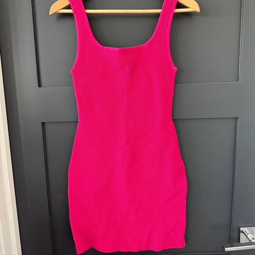 Babaton Sculpt Knit Tank Dress Eros Pink Ribbed Mini Scoop Neck Size S NWT